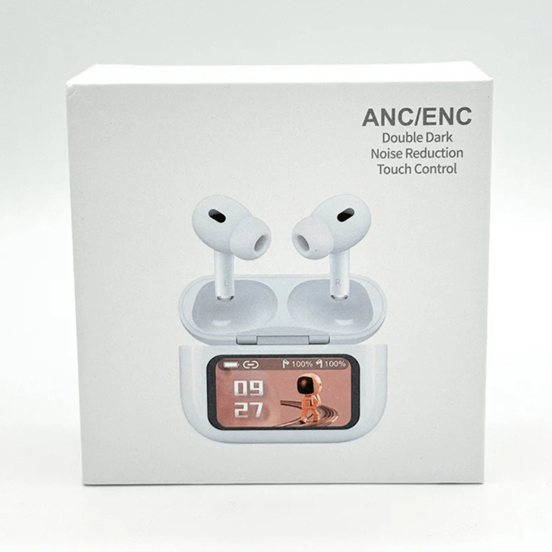 premium display tws earbuds: anc/enc, double noise reduction, touch control & find my feature premium display tws earbuds: anc/enc, double noise reduction, touch control & find my feature