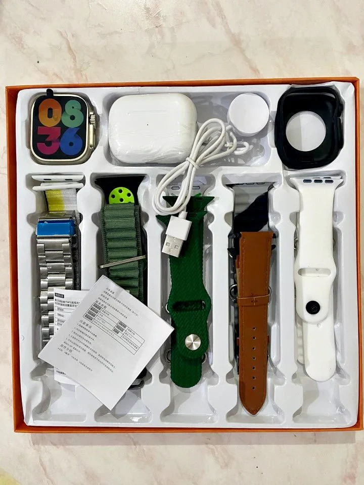smart watch ultra 12+1 gift set: big 2.01" infinite display, tws earbuds & 12 straps smart watch ultra 12+1 gift set: big 2.01" infinite display, tws earbuds & 12 straps