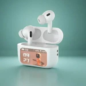 premium display tws earbuds: anc/enc, double noise reduction, touch control & find my feature