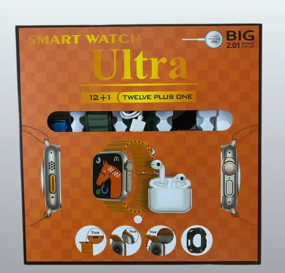 smart watch ultra 12+1 gift set: big 2.01" infinite display, tws earbuds & 12 straps smart watch ultra 12+1 gift set: big 2.01" infinite display, tws earbuds & 12 straps
